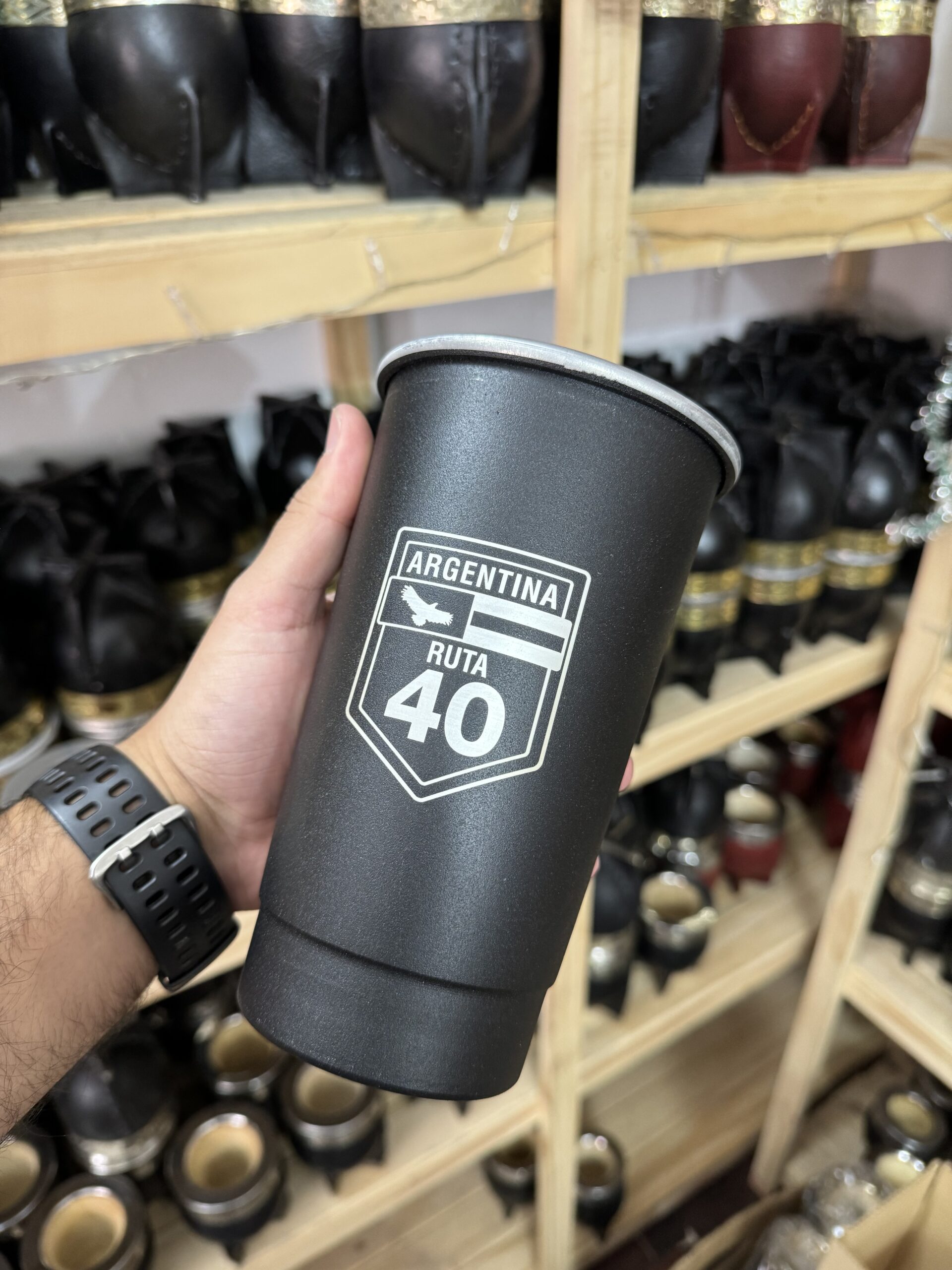 Vaso fernetero negro 1 litro RUTA 40