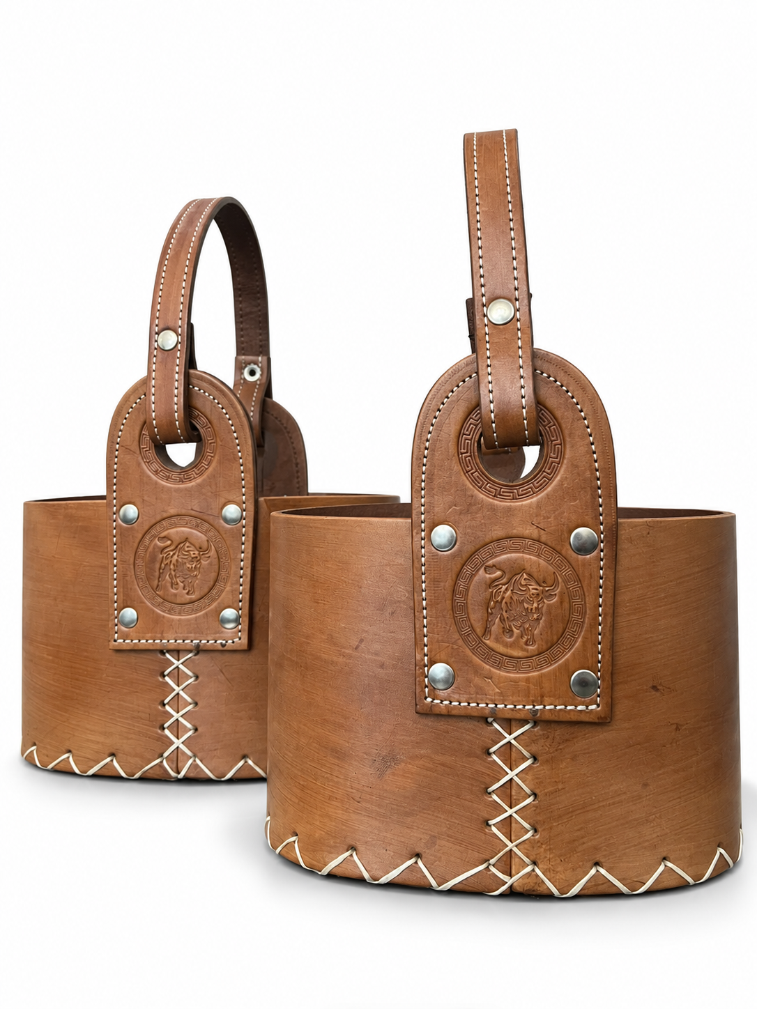 MEDIA canasta 100% cuero – Marron