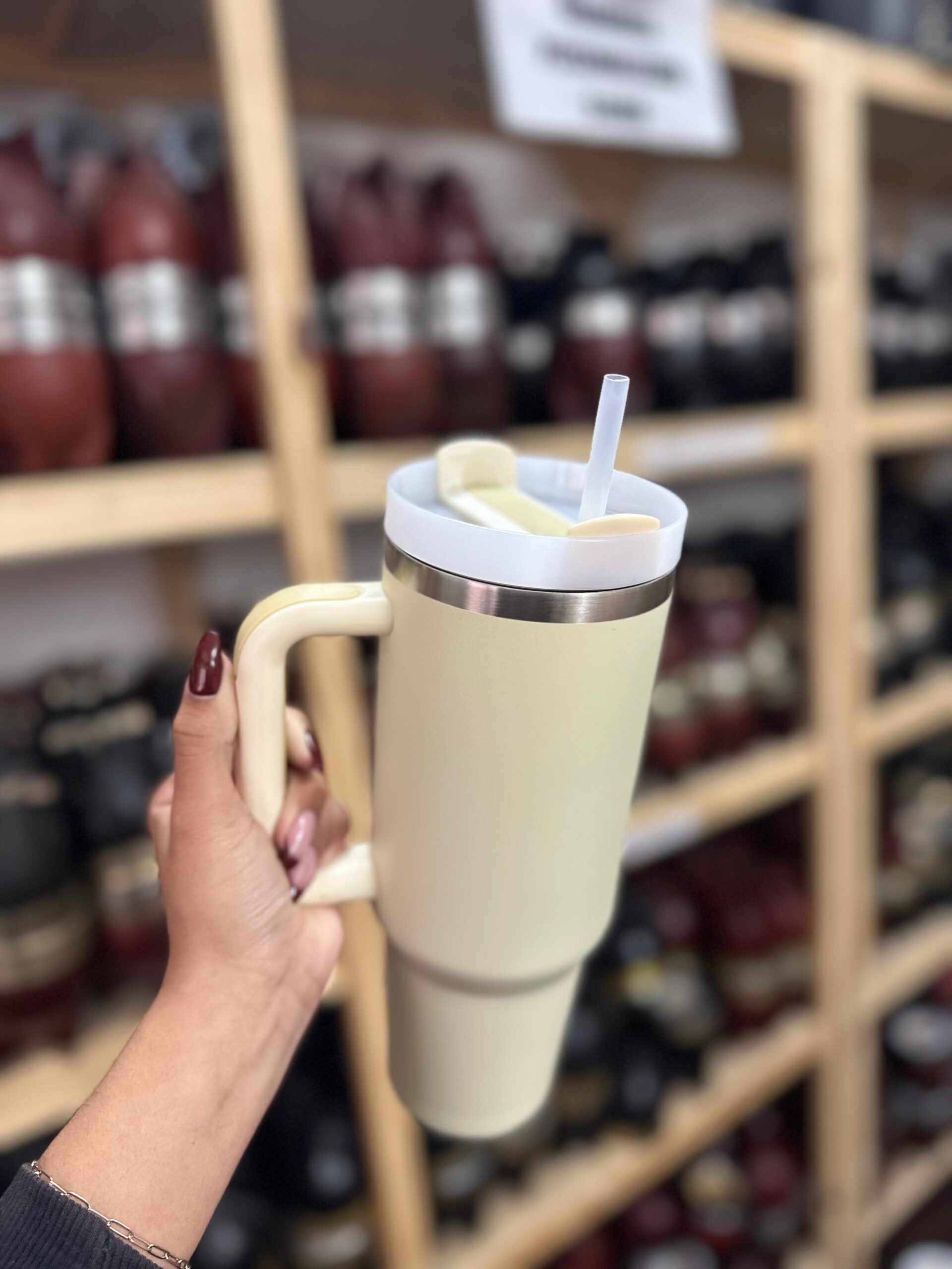 Vaso Quencher 1,2 doble capa de acero termico color crema