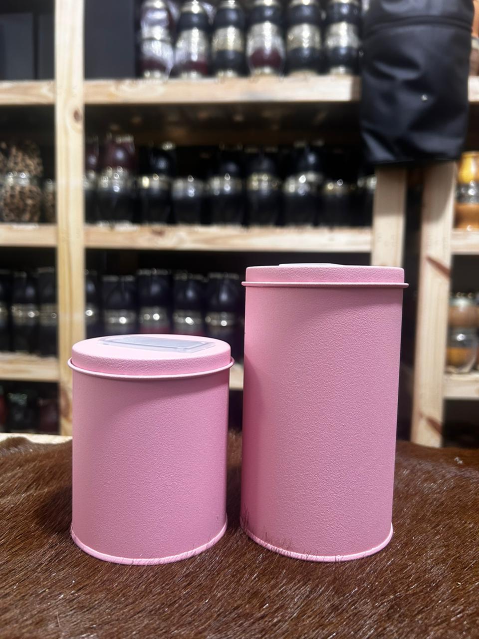 LatasX2 yerbero + azucarero GRANDES COLOR ROSA