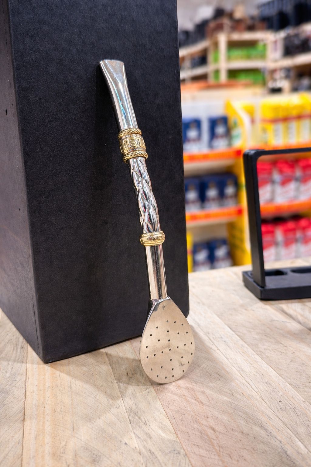 BOMBILLON RECTO PREMIUM PICO DE ALPACA - CAÑO CINCELADO - DOBLE DIJE DE BRONCE - PALA ANCHA GRANDE CUCHARA