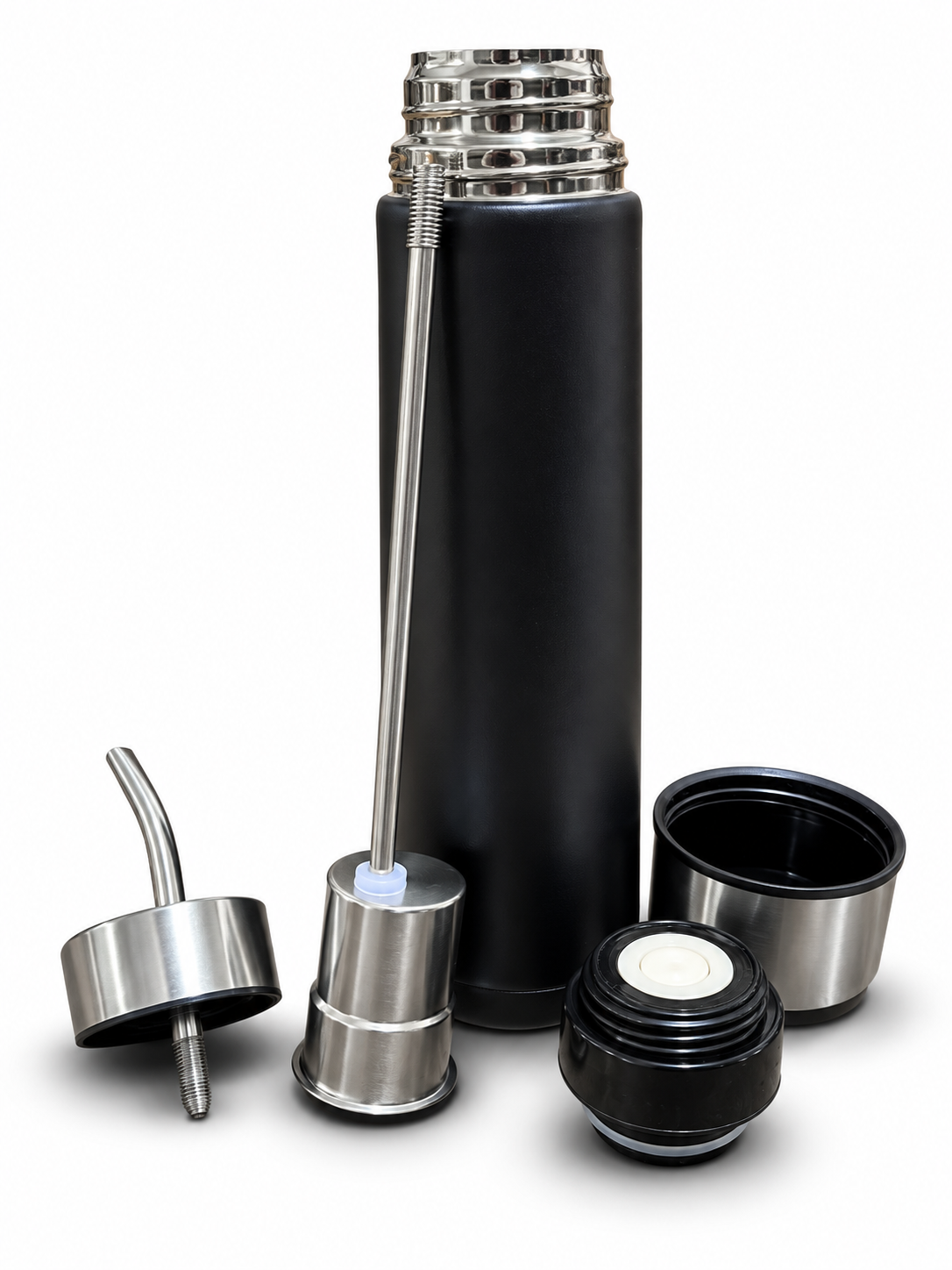 TERMO AUTOCEBANTE COLOR NEGRO 2en1 ACERO INOXIDABLE 750ml  (TODOS COLOR NEGRO!!!)