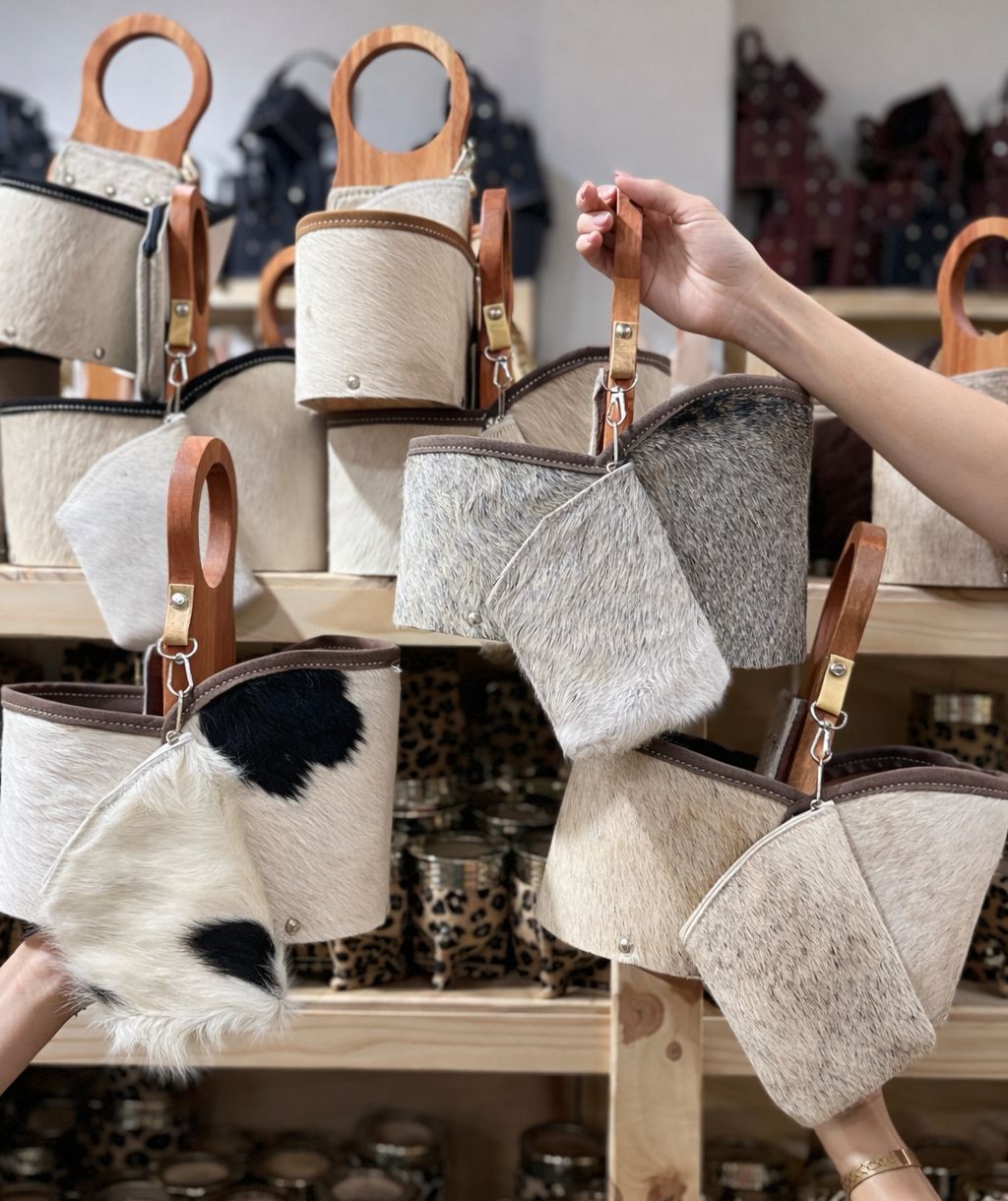 MEDIA CANASTA DE PELO PREMIUM - MANGO DE MADERA COLORES SURTIDOS CON YERBERO DE REGALO