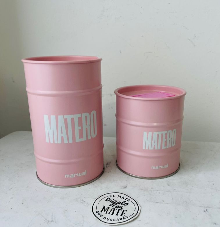 LATAS MATERO X2 YERBERO + AZUCARERO COLOR ROSAS
