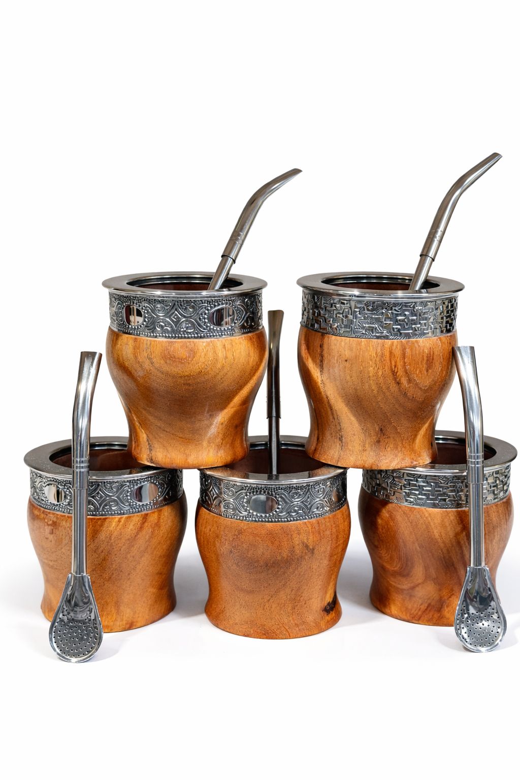 5 IMPERIALES DE ALGARROBO GUARDA DE *ACERO* + 5 BOMBILLAS PICO DE LORO ACERO INOX