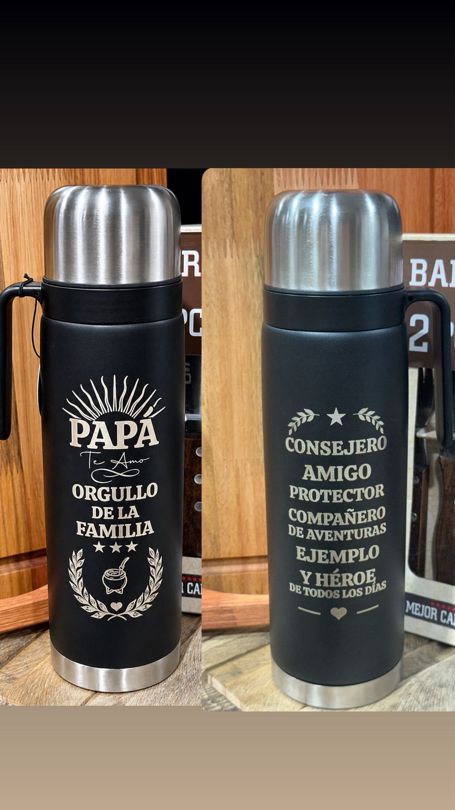 TERMO MEDIA MANIJA NEGRO *DOBLE GRABADO* DÍA DEL PADRE NUEVO DISEÑO