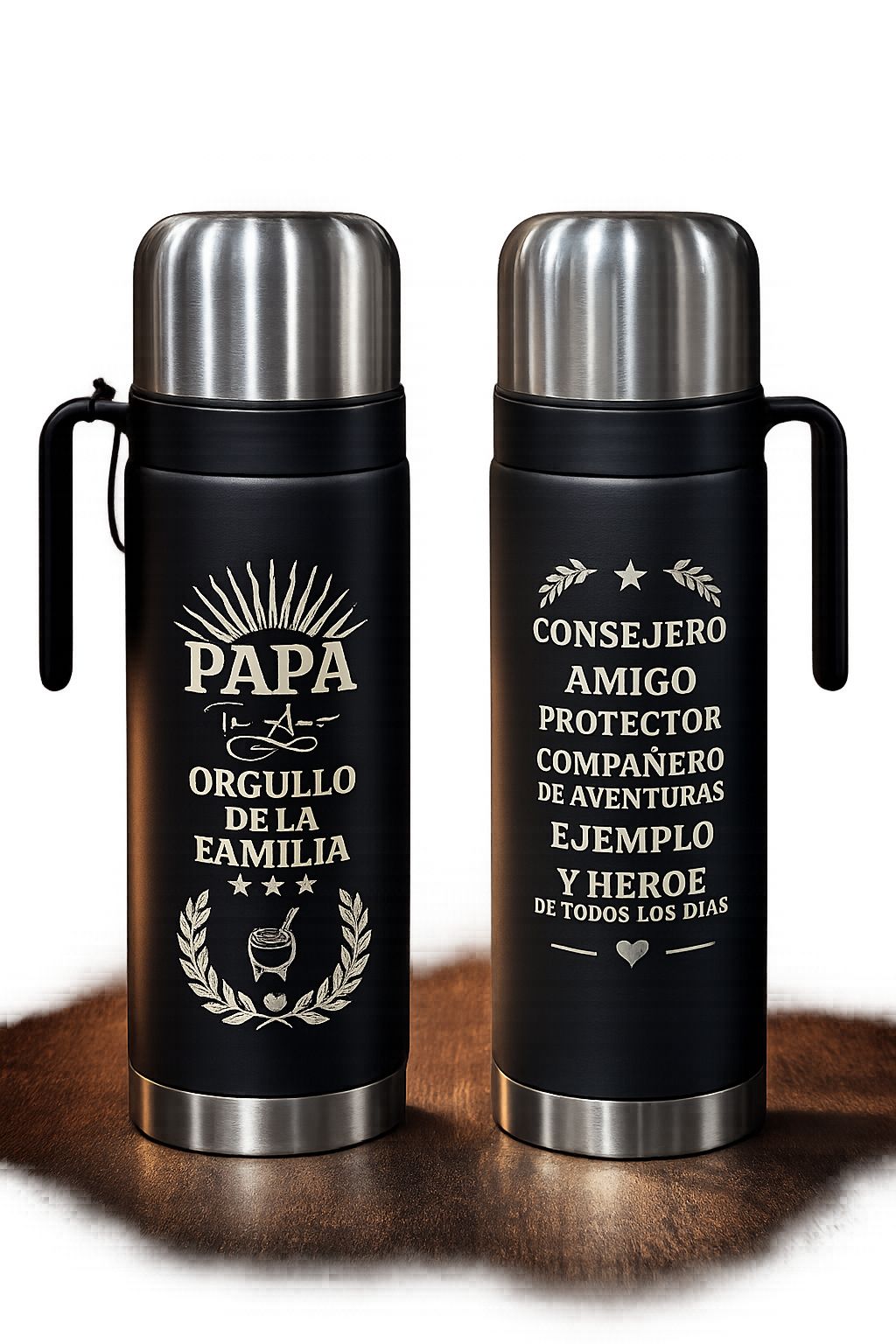TERMO MEDIA MANIJA NEGRO *DOBLE GRABADO* DÍA DEL PADRE NUEVO DISEÑO