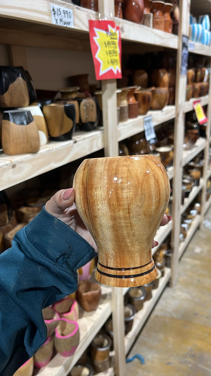 MATE COPITA DE MADERA LISA - CON RAYAS