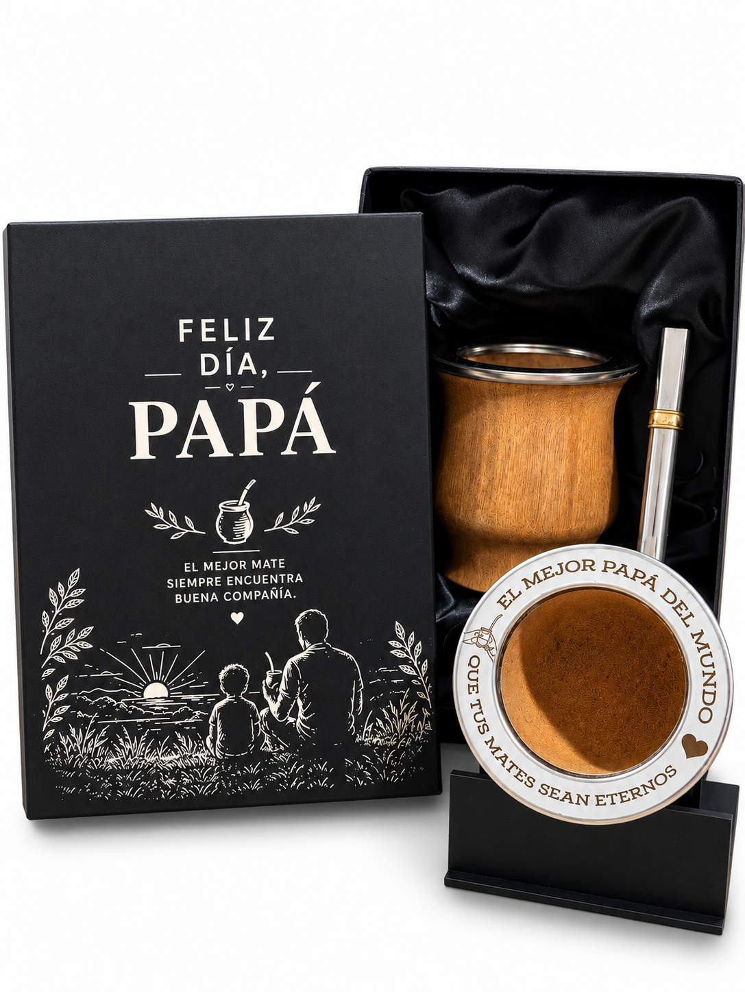 BOX DIA DEL PADRE: CAJA PRESENTACIÓN, CAMIONERO LAQUEADO BRILLOSO Y BOMBILLA CHATA