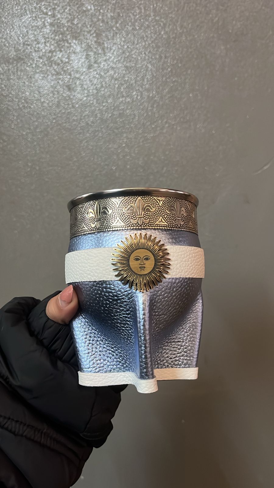 MATE IMPERIAL CUERO DE ARGENTINA PREMIUM - CON DIJE DE SOL - INTERIOR 100% CALABAZA