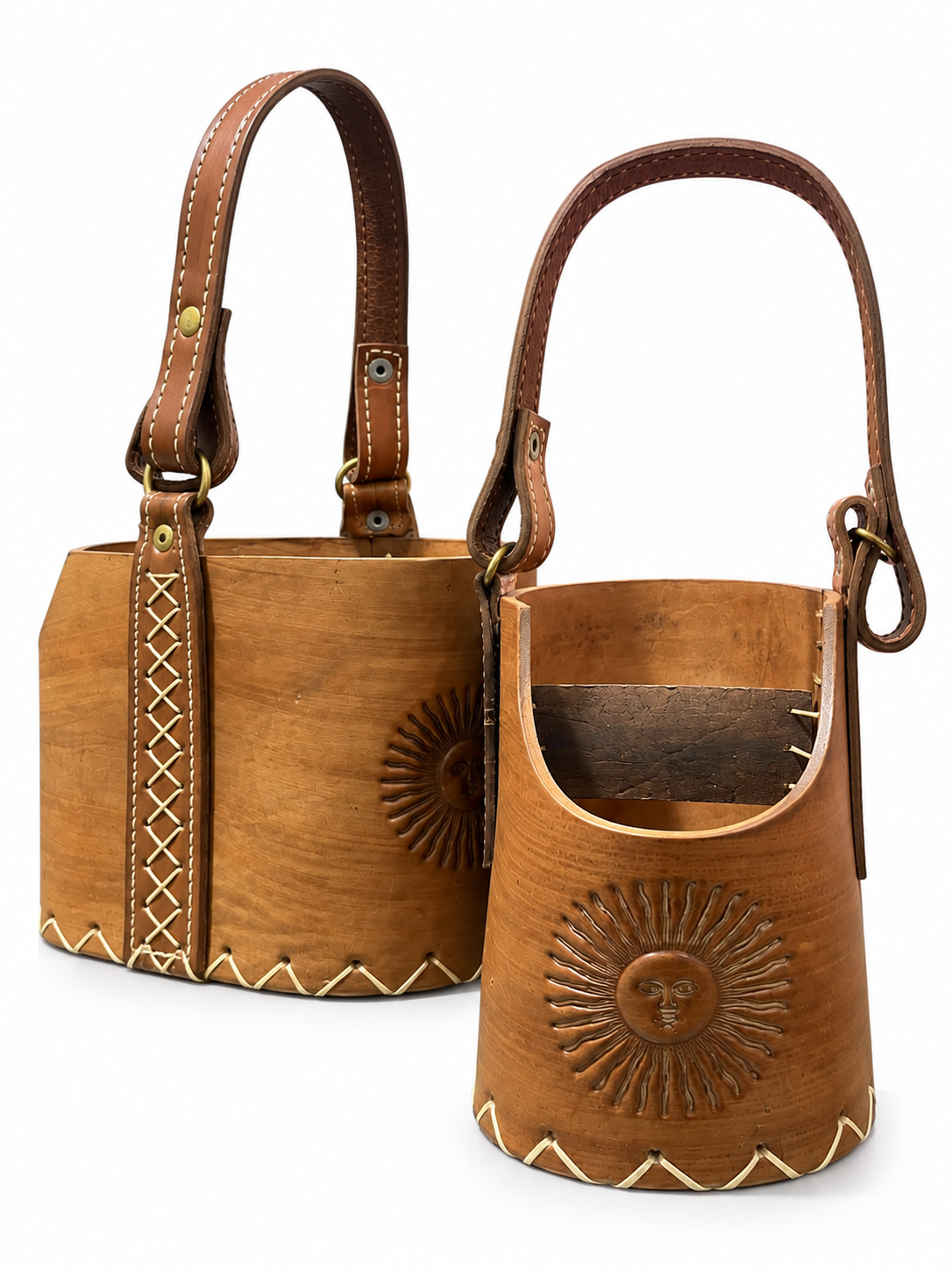 Media canasta Sol de Mayo - color marron- cuero 100%
