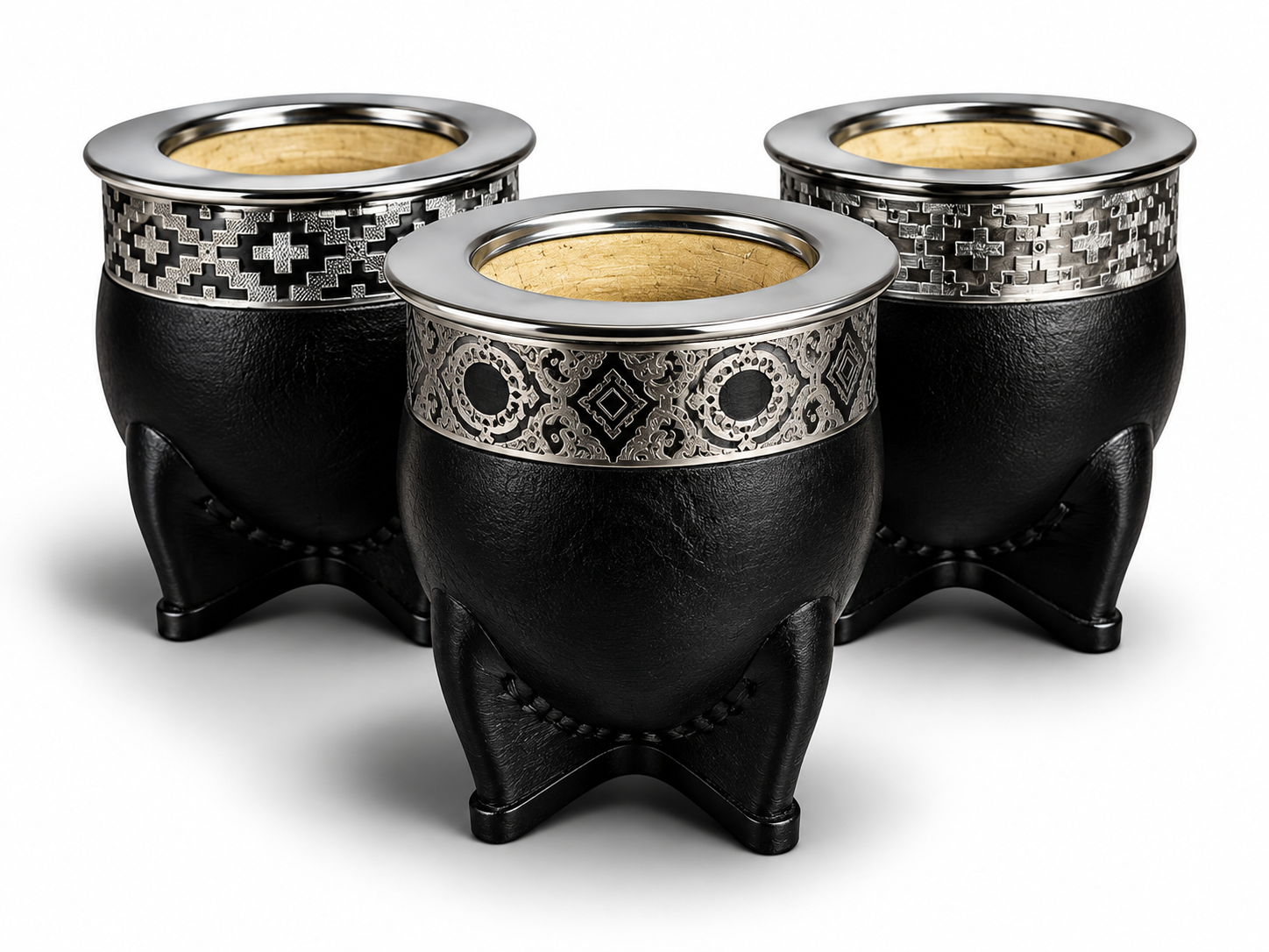 PROMO 3 x $33.000 - 3 IMPERIALES CUERO ACERO CALABAZA - COLOR NEGRO