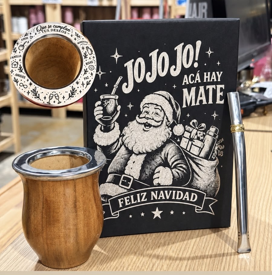 BOX PAPA NOEL NAVIDAD : CAMIONERO + CAJA + BOMBILLA (TODO GRABADO)