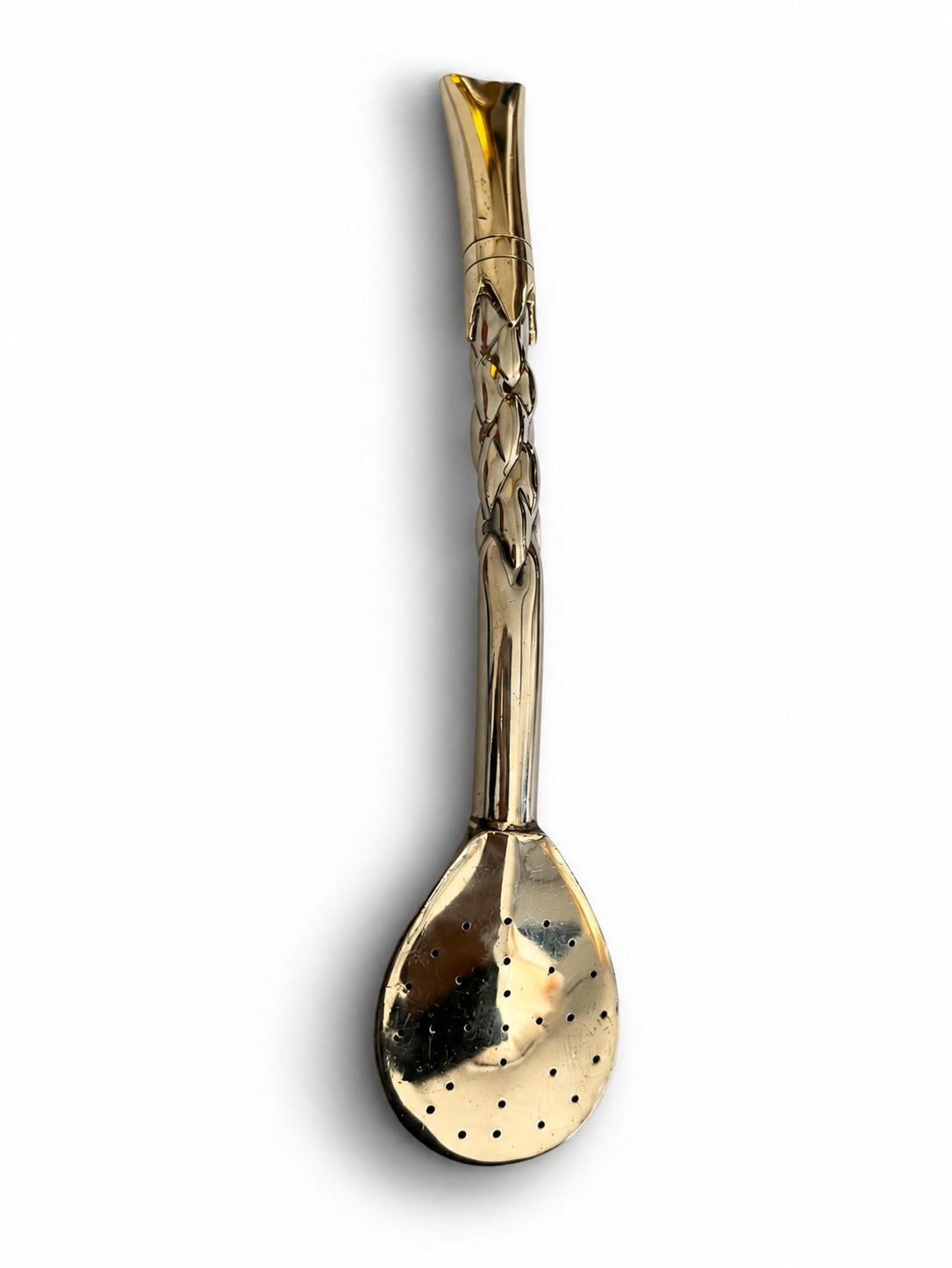 BOMBILLON PICO DE REY CORONA DE BRONCE – CAÑO DE ALPACA CINCELADO AGUJEROS - PALA ANCHA ALPACA