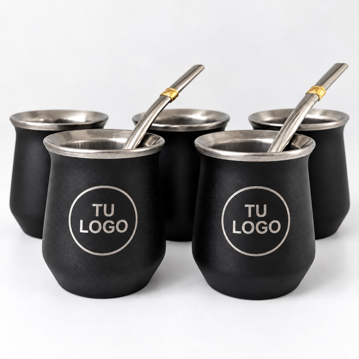 MATE TERMICO ACERO INOX CON VUELO CON TU LOGO EMPRESARIAL + BOMBILLA CHATA (CON TU LOGO)